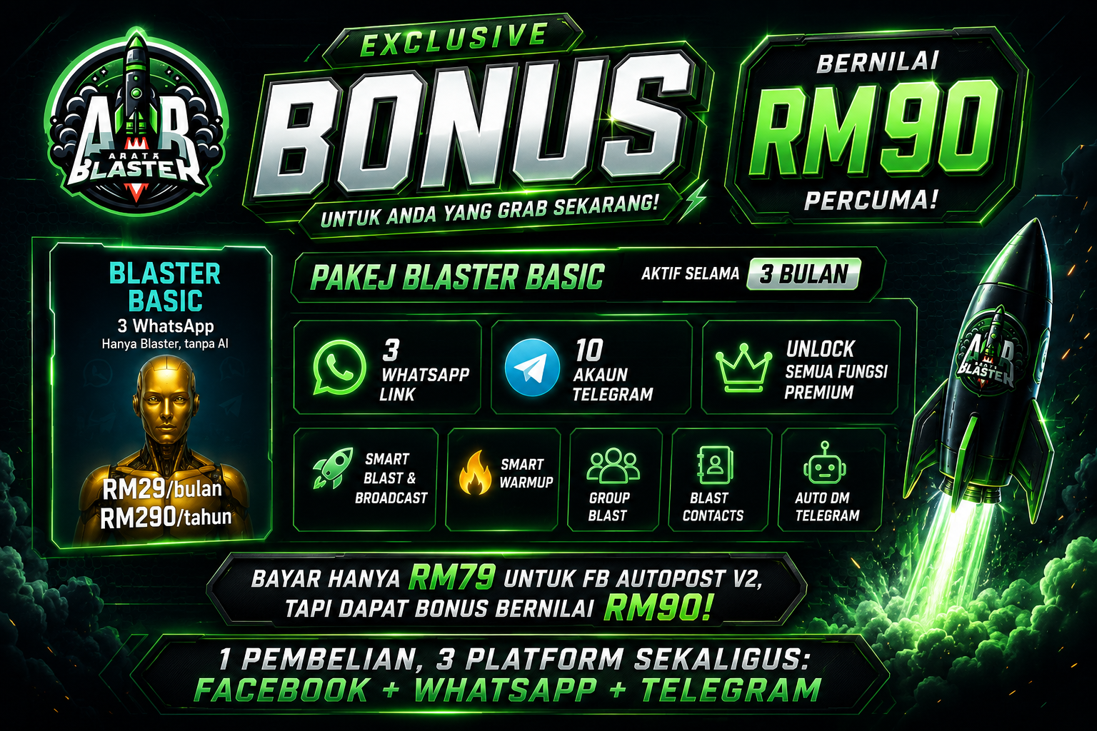 Bonus Blaster Basic 3 Bulan bernilai RM90