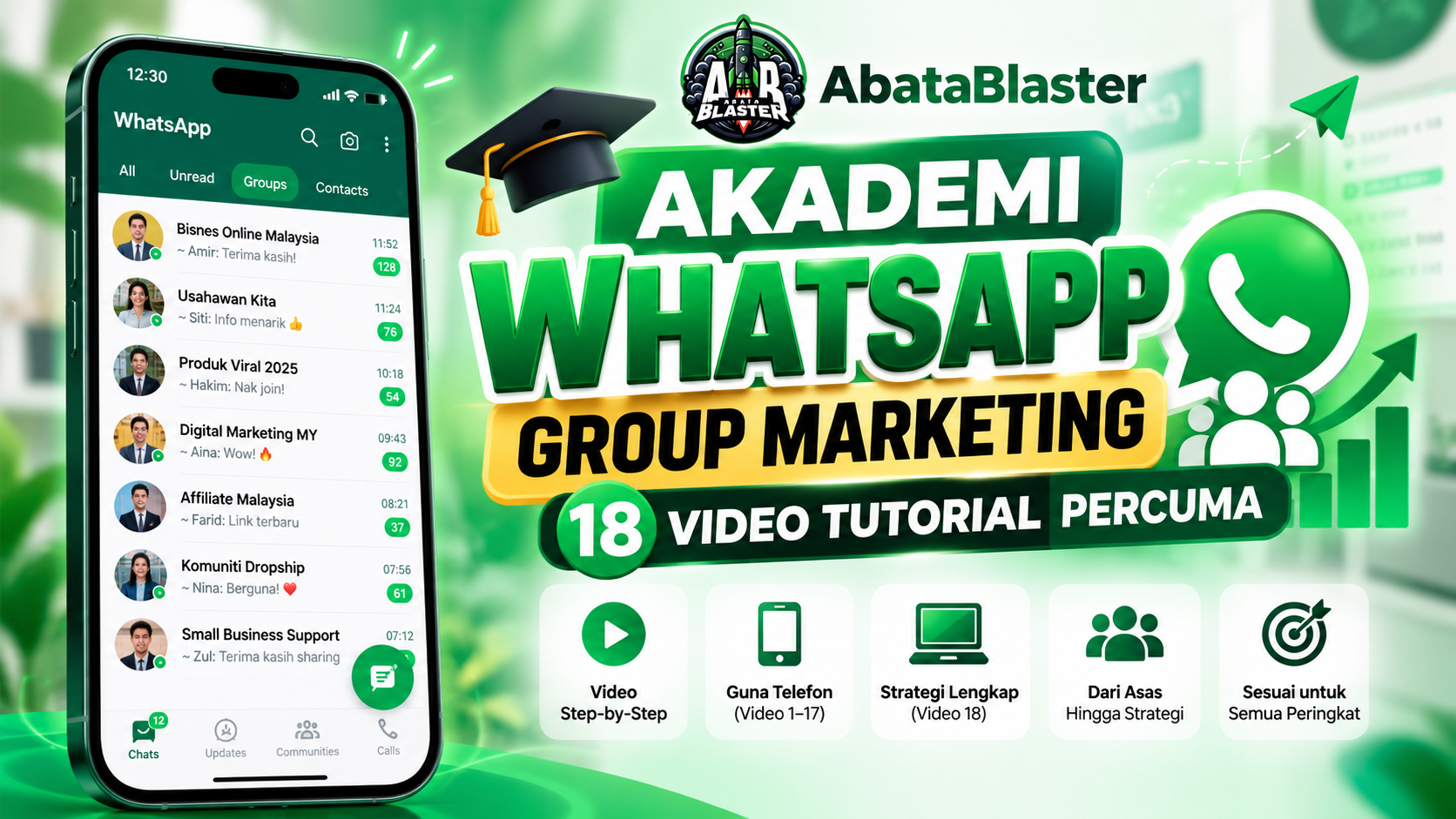 18 Video Tutorial dan Strategi Akademi WhatsApp Group Marketing